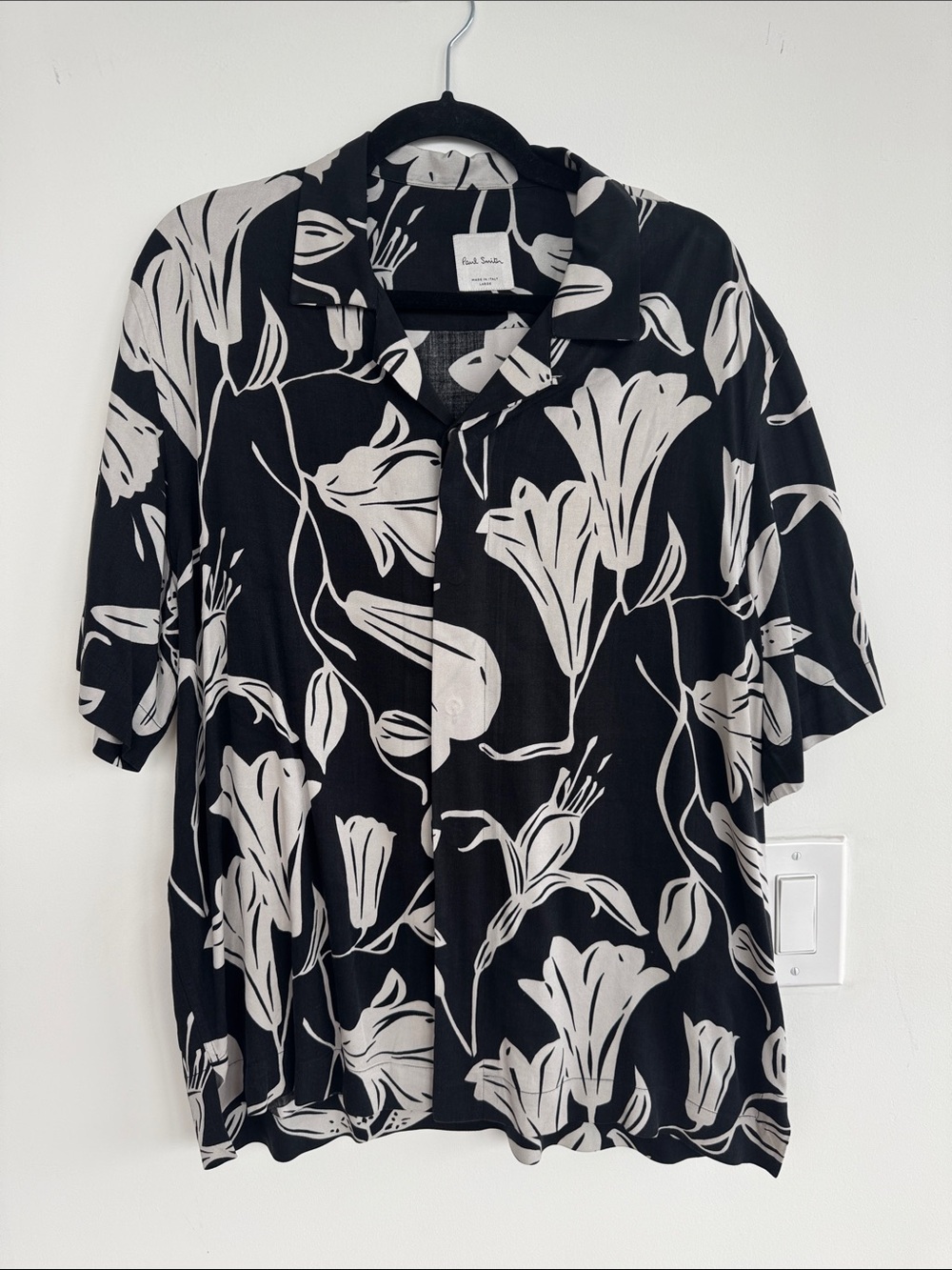 Paul Smith Black Shirt with White Floral Print